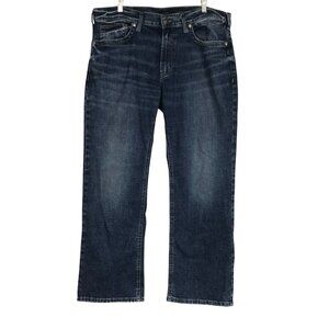 SILVER JEANS- MEN'S 36 X 30 - BLUE DENIM ZAC 5 POCKET JEANS